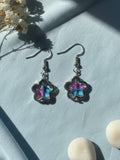 Pinkish Blue Glass Star Earrings