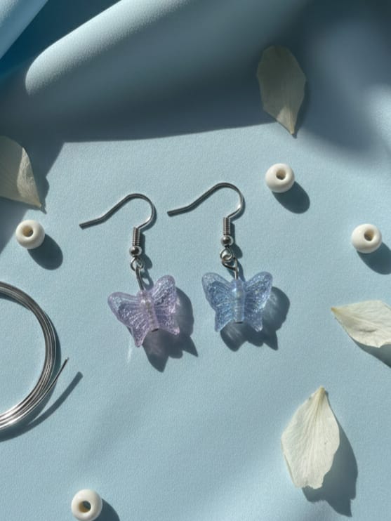 Bluish Purple Butterfly Earrings