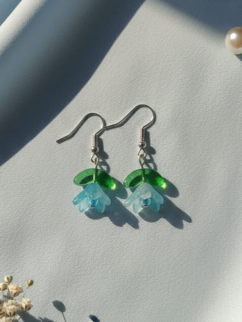 Blue Glass Tulips Earrings