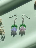 Pastel Bluish Pink Glass Tulips Earrings