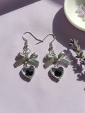 Black Bow Heart Earrings