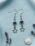 Purple Heart Star Earrings