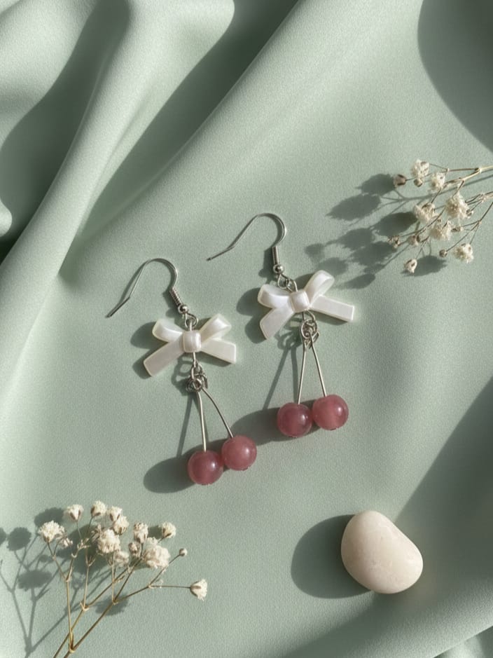 Bow Cherry Earrings