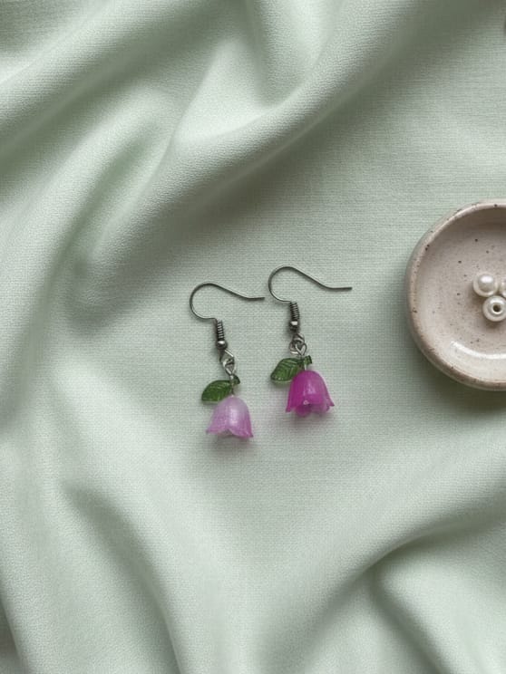 Pink bellflower Earrings