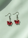 Red Glass Butterfly Earrings