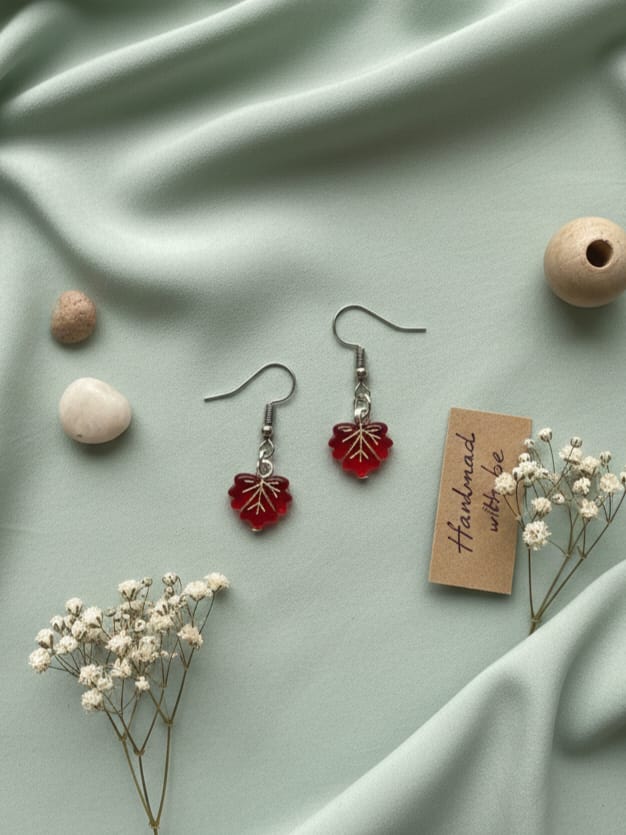 Red Maple Leaf Earrings