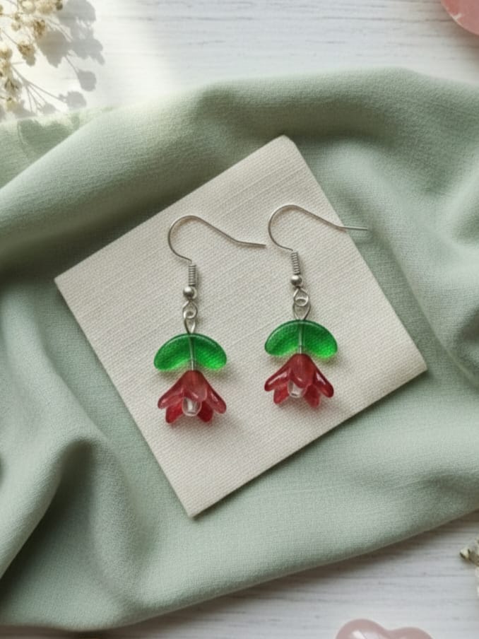 Red Glass Tulips Earrings