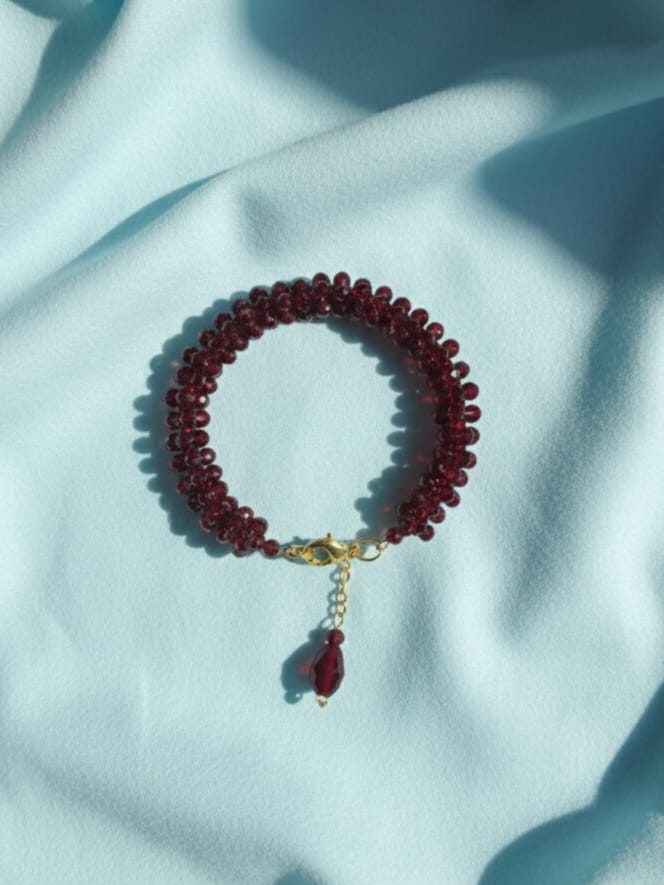 Maroon Beaded Gajra Bracelet