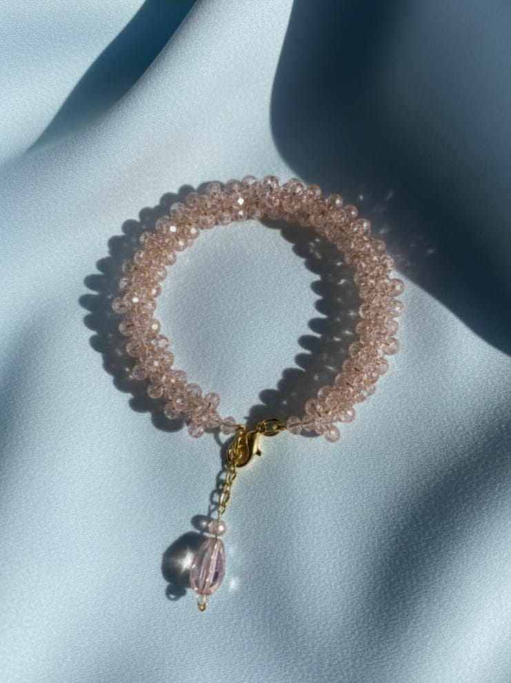 Pastel Pink Beaded Gajra Bracelet