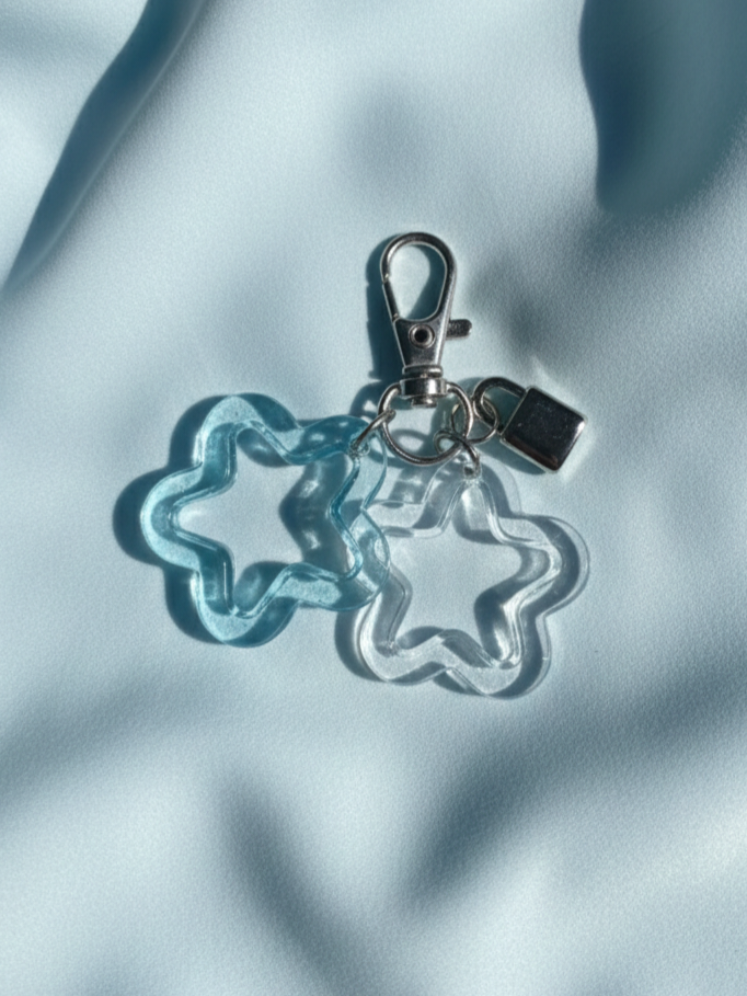 Blue And White Star Keychain