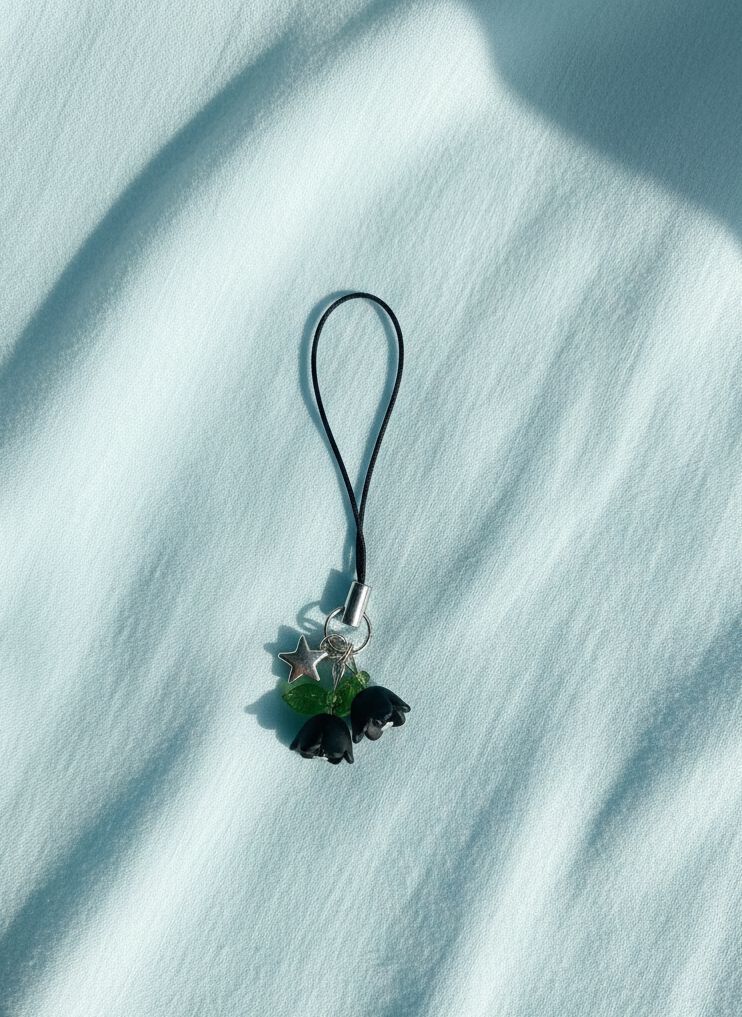 Black Bellflower Phone Charms