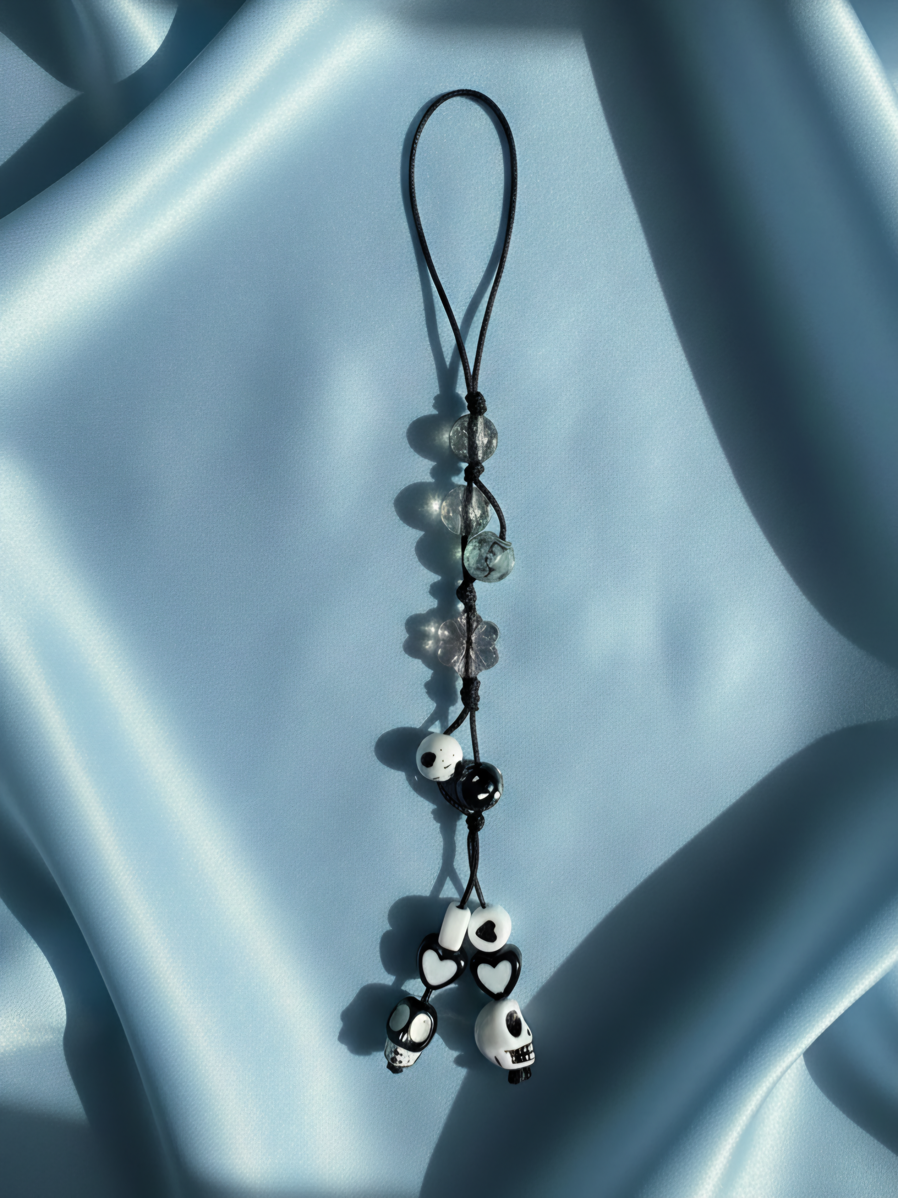 Black and White Skull Phone Charm