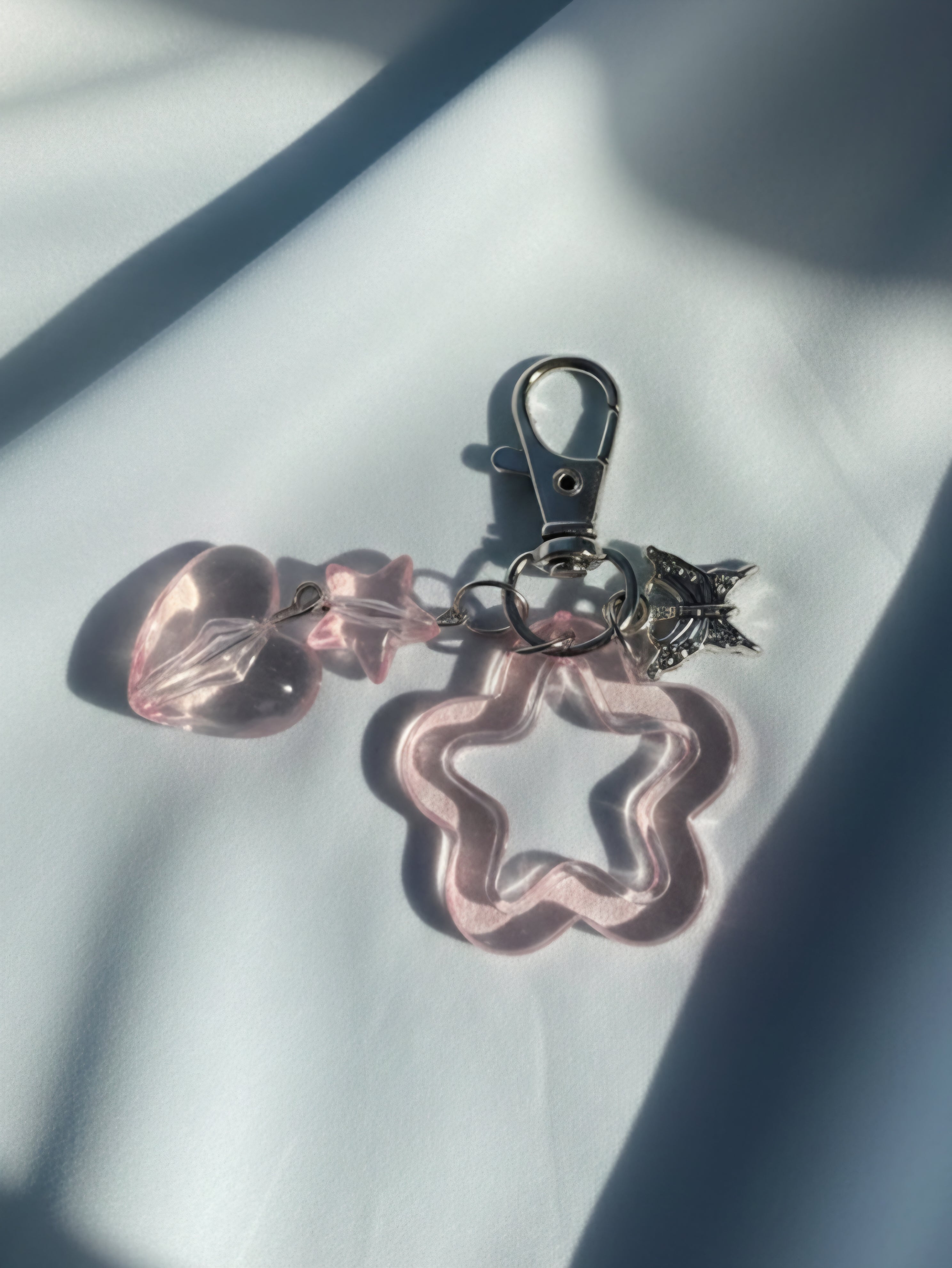 Pink Heart Star Keychain
