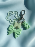 Green Bear and Bow Keychain