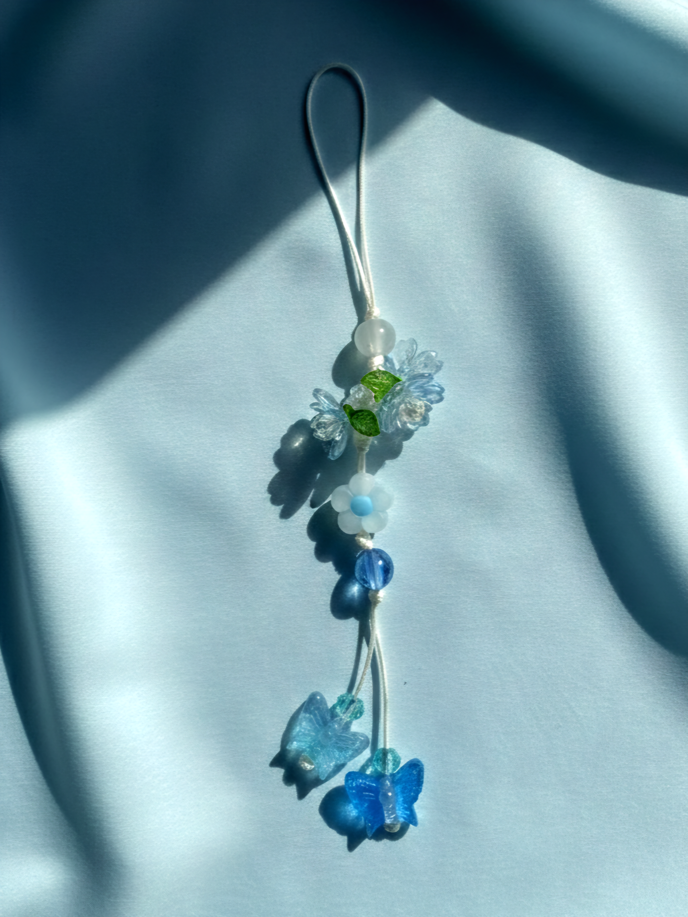 Blue Floral Phone Charm