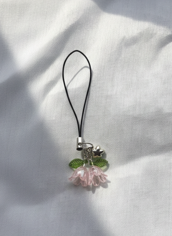 Pink Bellflowers Phone Charm