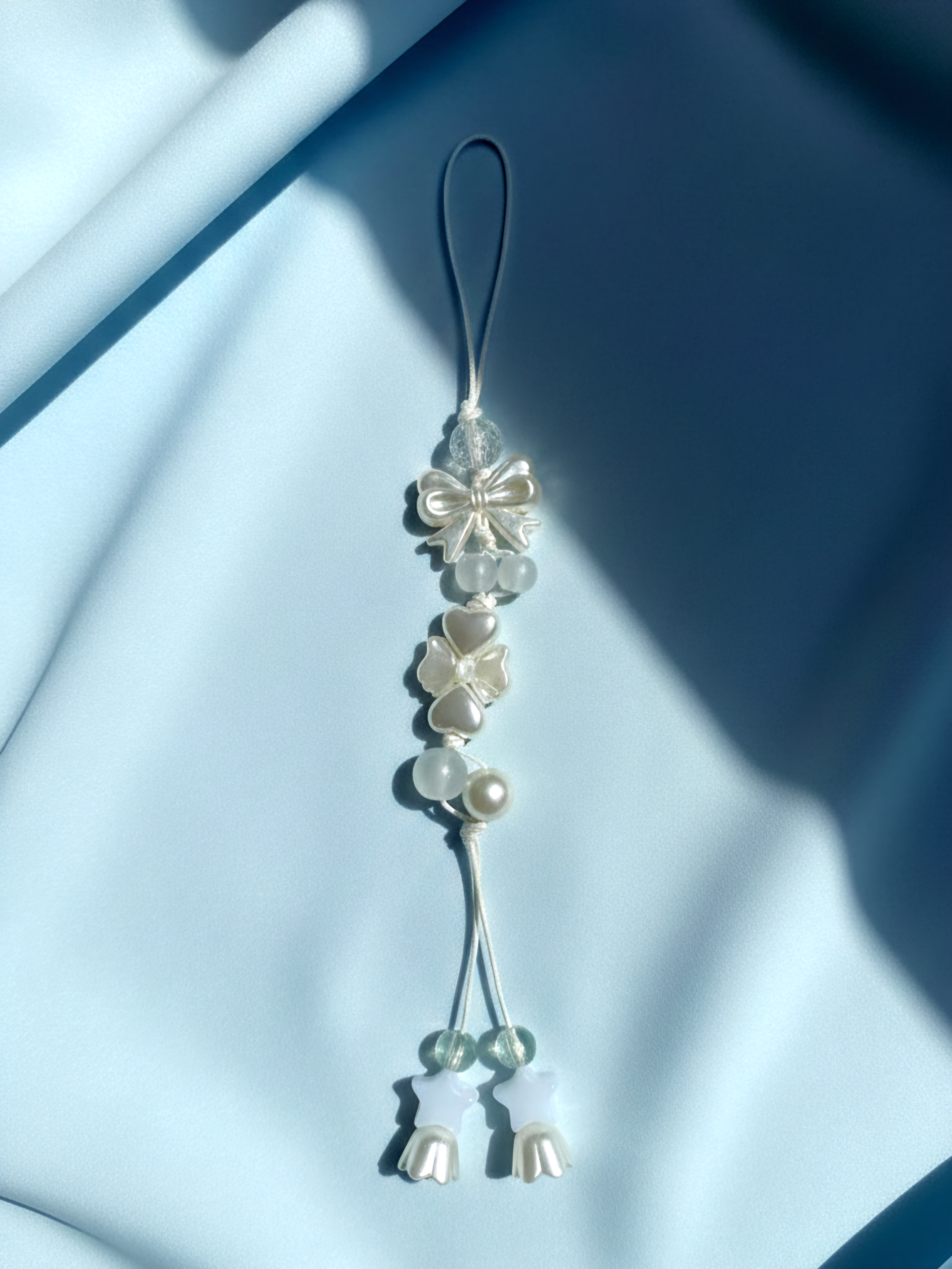 White Bow Floral Phone Charm