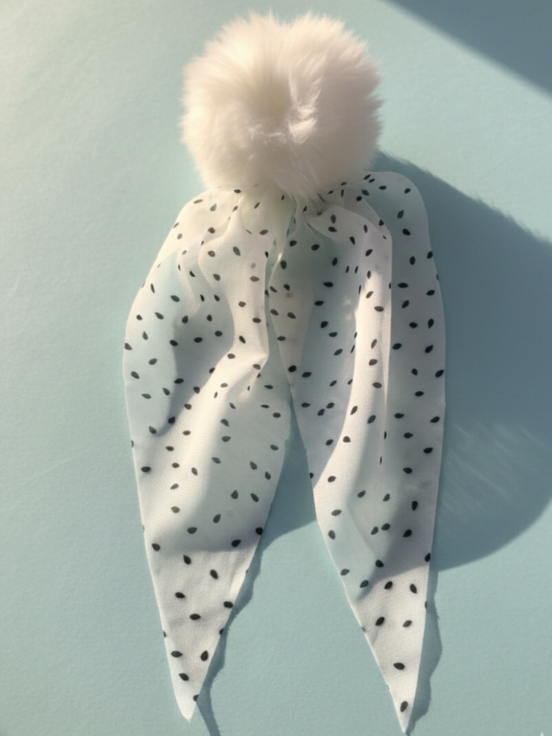 White Fur Satin Pony Tail