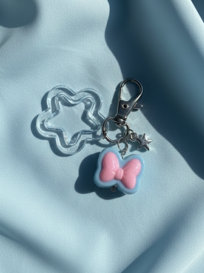 Blue Bow Star Keychain