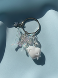 White Butterfly Heart Keychain