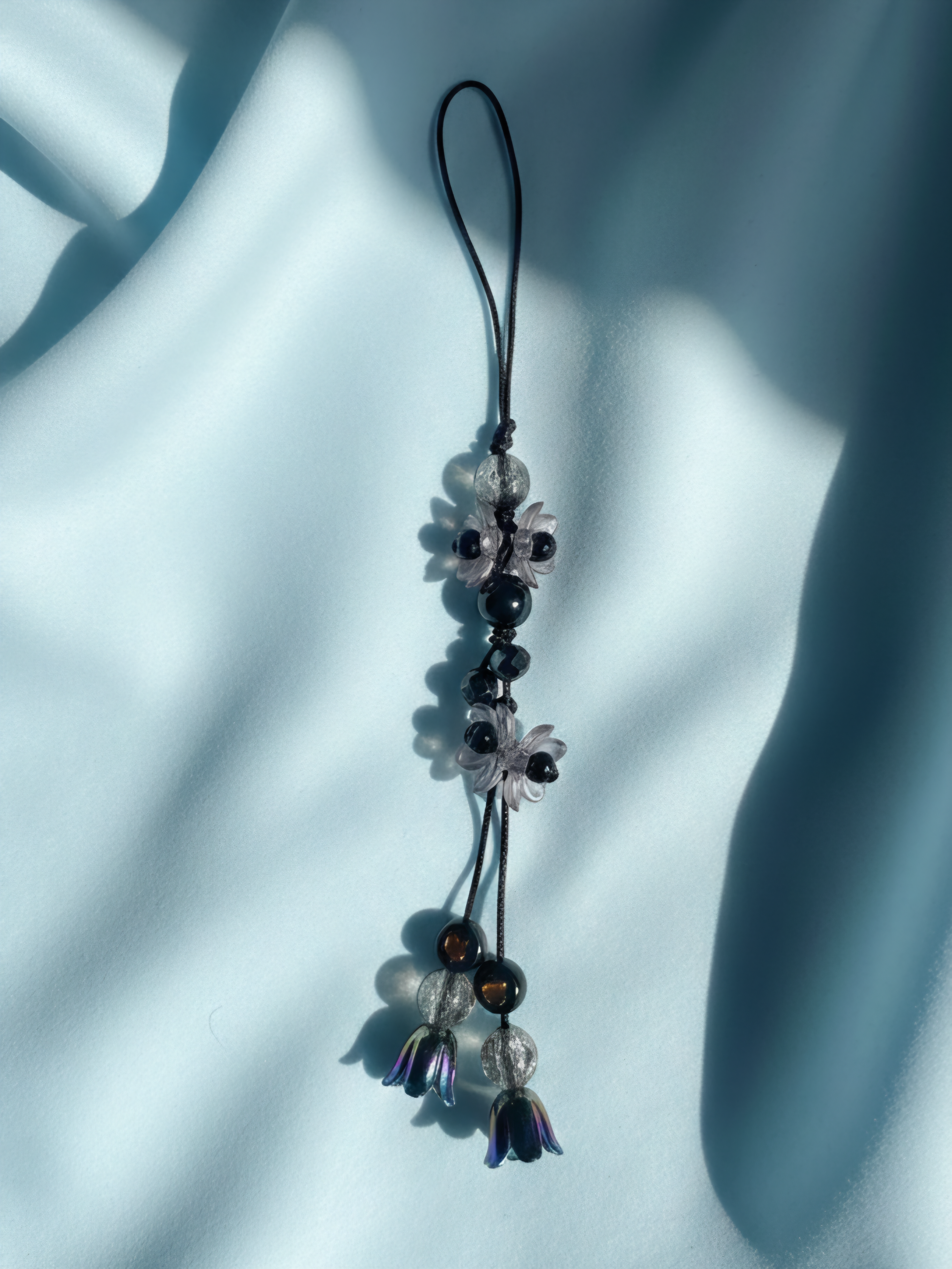 Black Floral Phone Charm