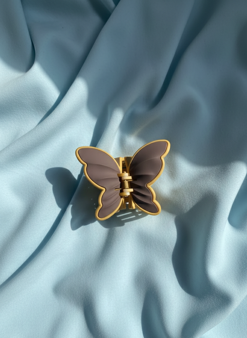 Brownish Yellow Butterfly Claw Clip