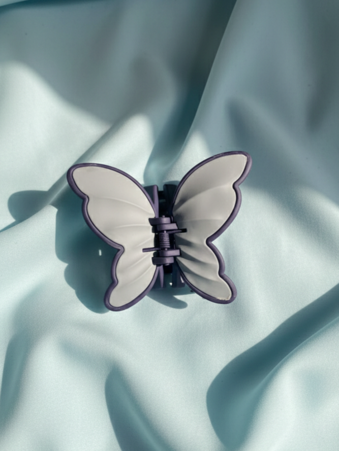 Grey Butterfly Claw Clip